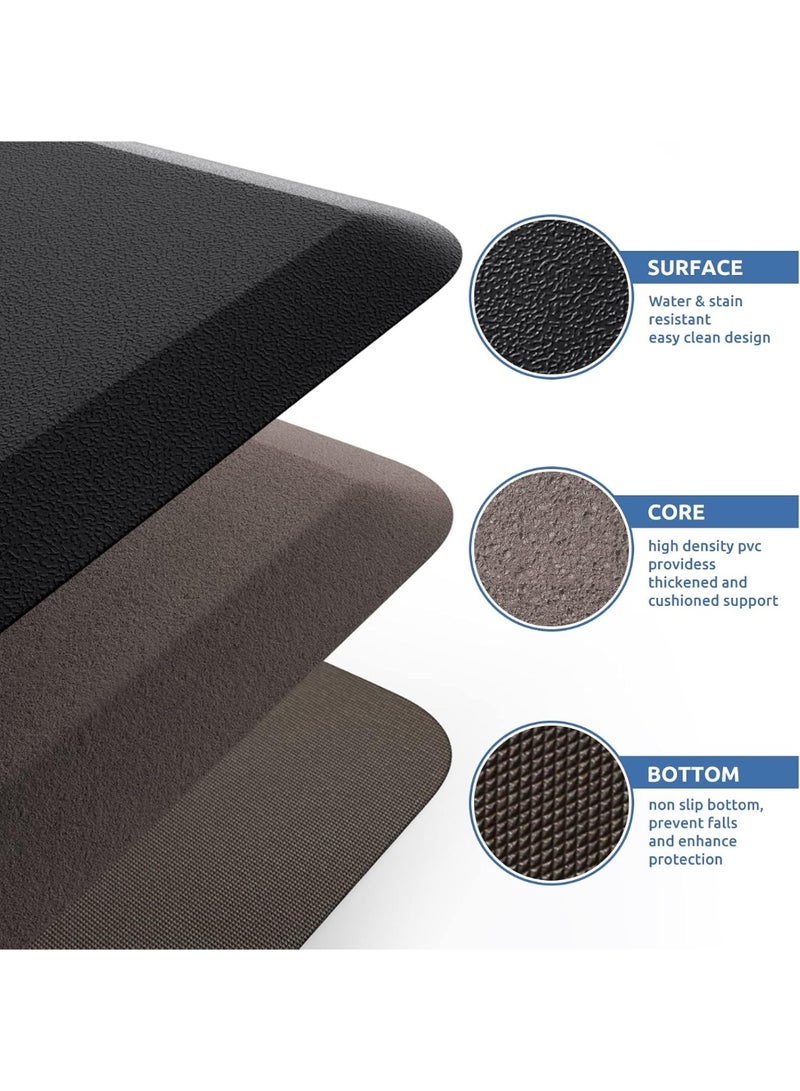 Kitchen mat, cushioned anti fatigue carpet, waterproof, non slip, standing and comfortable desk/floor mat, suitable for home sink office (black) - Image 4